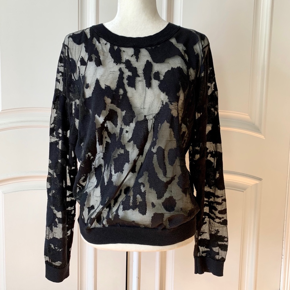 Tildon Sheer Black Spotted Top